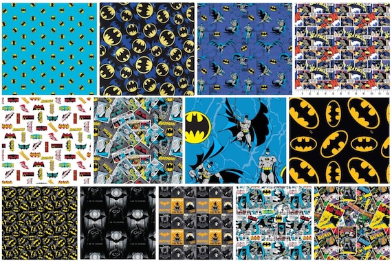 90s BAT MANファブリック布キルトmade in usa Batman Fabric - DC Comics Fabric 110cm Wide 100% Cotton Choice of