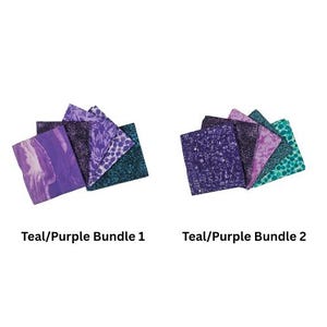 Craft Cotton Co. 100% Cotton Teal/Purple Bundle Fabric Fat Quarters 45x55cm Wide Digital Bundle for Crafting, Sewing, Quilting, Home Decor