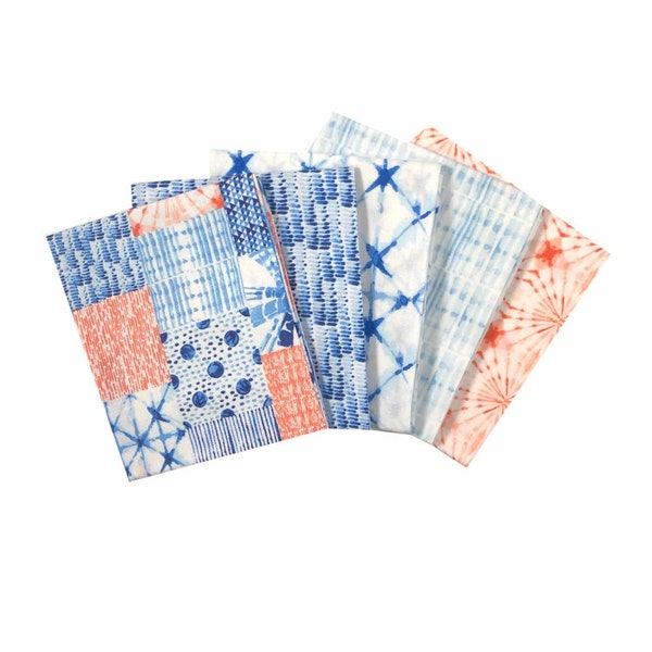 Shibori Twist Fat Quarters 5 Stück 100% Baumwolle Batik Stoffpaket für Quilten, Patchwork, Wimpelkette, Nähen (2716-00)