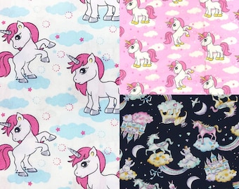 Rose & Hubble Pink Unicorns Cotton Poplin Fabric - Children's Craft Fabric Material 112cm wide (Ideal for Crafts Quilting Dressmaking)
