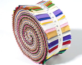 CraftsFabrics 40pcs  2.5'' Pre-Cut Plain Dyed Solid Jelly Rolls Strips Fabric 100% Cotton for Quilting, Scrapbooking, Sewing, Patchwork
