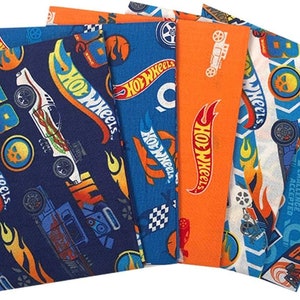 Hot Wheels Challenge Nimmt Fat Quarters 100% Baumwolle Stoff 5 Stück 45 x 55cm Kinder Basteln, Quilten, Patchwork (2837-00)