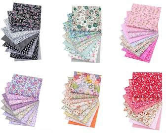 CraftsFabrics 9枚 50cmx50cm 花柄ファットクォーター生地バンドル カット済み正方形 100%コットン パッチワーク、キルティング、スクラップブッキング、裁縫用