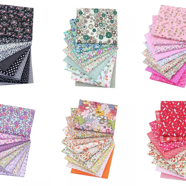 Loisirs créatifs 9 lots de tissus floraux Fat Quarters, 50 x 50 cm, carrés prédécoupés 100 % coton pour patchwork, courtepointe, scrapbooking, couture