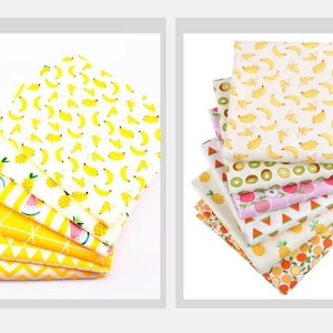 CraftsFabrics Confezione da 6 pezzi di tessuto con frutta, fat quarters, tessuto di cotone per lavori creativi, quilting, scrapbooking, progetti fai da te, collage, cucito