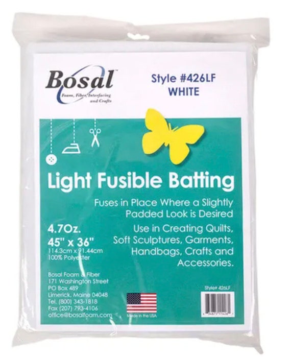 Bosal Light Fusible Batting for Quilting 100% Polyester White (45'' x 36'')  114.3x91.4cm, 4.7oz (3503-02)