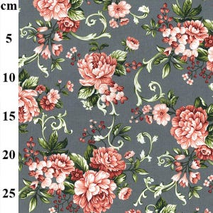 Rose & Hubble Garden Rose On Silver Background 100% Cotton 112cm Wide Digital Printed Fabric For Crafting, Quilting, Home Décor, Kid&#39;s Craft