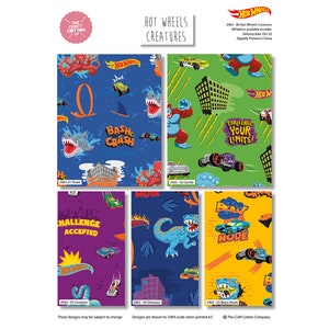 Hot Wheels Creatures Fat Quarters Bundle mit 5 (18 &#39;&#39; x 22 &#39;&#39;) 100% Baumwolle Hot Wheels Autos Kinder Fat Quarters Quilting Baumwollstoff