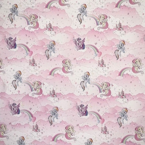 My Little Pony Unicorn Fabric 140cm Wide 100% Cotton Digital Craft Fabric Material for Quilting, Children&#39;s Fabric Nursery Sewing (CCL040)