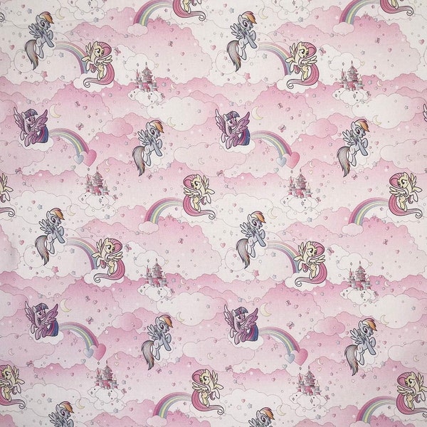 My Little Pony Unicorn Fabric 140cm Wide 100% Cotton Digital Craft Fabric Material for Quilting, Children's Fabric Nursery Sewing (CCL040)