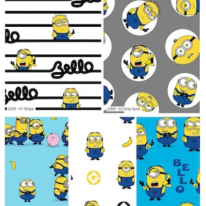 Craft Cotton Company Minions Cotton Print Fabric by Metre/Fat Quarter Children Craft Fabric Material Nusery Kids Quilting Fabric (3209)