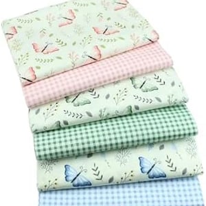 CraftsFabrics 6 pezzi Stampe a farfalla in cotone Fat Quarter 50x40 cm Largo Patchwork Vestiti Quilting Cucito Cuscino Patchwork Tessuto