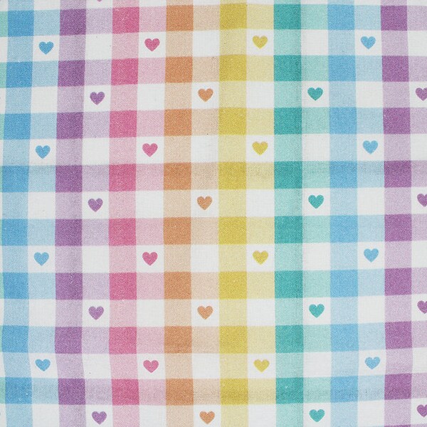 Little Johnny Love Check Fabric by Metre/Half Metre/Fat Quarters Gingham Love Hearts Valentines Fabric Cotton Craft Fabric Material (91160)