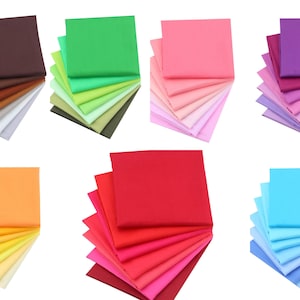 CraftsFabrics 7pcs/Lot (16&#39;&#39; x 20&#39;&#39;) Plain Solid Fat Quarters Bundle 100% Cotton Precut Twill Fabric Squares DIY Sewing, Quilting, Patchwork