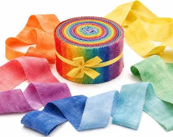 CraftsFabrics 6.5*50cm 20pcs Rainbow Radiance Printed Jelly Rolls Strips 100% Cotton for Quilting, Scrapbooking, Sewing, Crafts, Patchwork