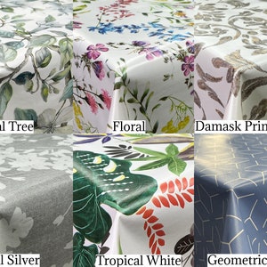 Crafty By Chatham Glyn Italian Embossed Printed PVC Flowers Floral Width 140cm 100% PVC Wipe Clean Tablecloth Fabric Indoor Outdoor Fabric