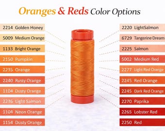 Aurifil 50wt Thread Small Spool 100% Egyptian Cotton (220 Yards/200 Meters)  - Oranges & Reds