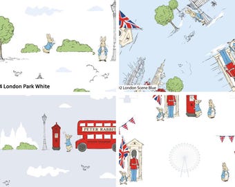 Peter Rabbit London Digital Cotton Prints Collection 100% Cotton Fabric by The Metre, Half Metre, Long Quarter, Fat Quarter -Quilting Fabric