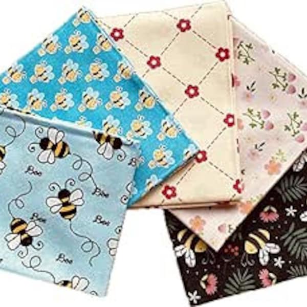 The Craft Cotton Co So Buzzy Bees Fat Quarters Bundle 5er-Pack Ideal für Quilten, Patchwork und Basteln