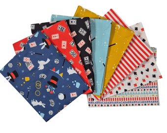 Camelot Abracadabra Collection 100% Cotton 45x55cm Wide 8Pcs Fat Quarters Fabric Bundle for Crafting, Quilting, Home Décor