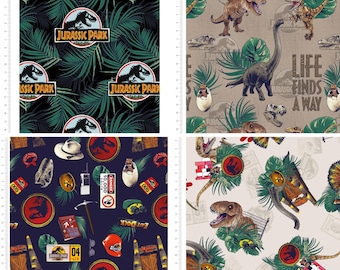 Jurassic Park Opulent Jungle Fabric by Metre/Fat Quarter Kids Children Craft Fabric Material 100% Cotton Dinosaurs Cotton Fabric (2959)