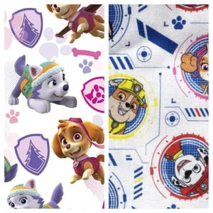 Paw Patrol 100% Cotton Fabric by Metre, Half Metre, Long Quarter, Fat Quarter - Children's Craft Fabric, Skye, Everest, Chase, Marshall image 1