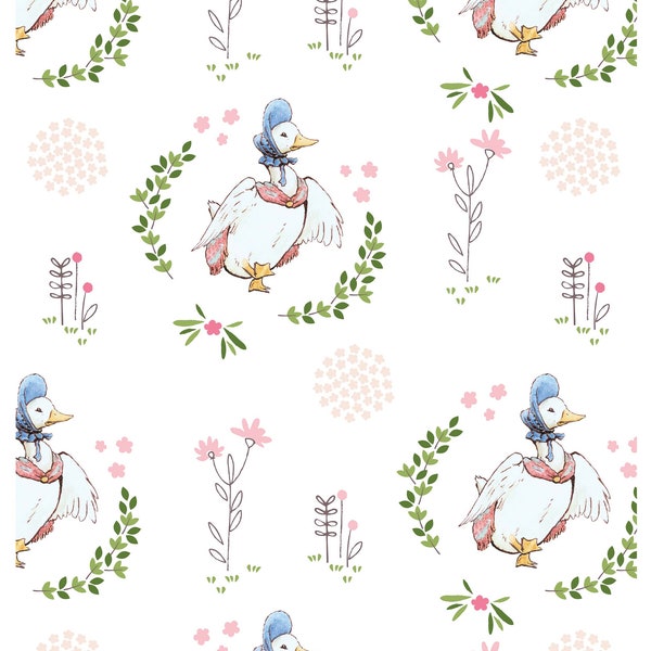 Peter Rabit Characters  - Digital Cotton Prints Collection Jemima Puddle Duck / Ideal for Crafting, Sewing, Fancy Dresses, Table Cloths)