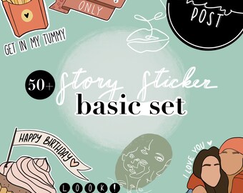 50+ Basic Set of Story Stickers for Instagram