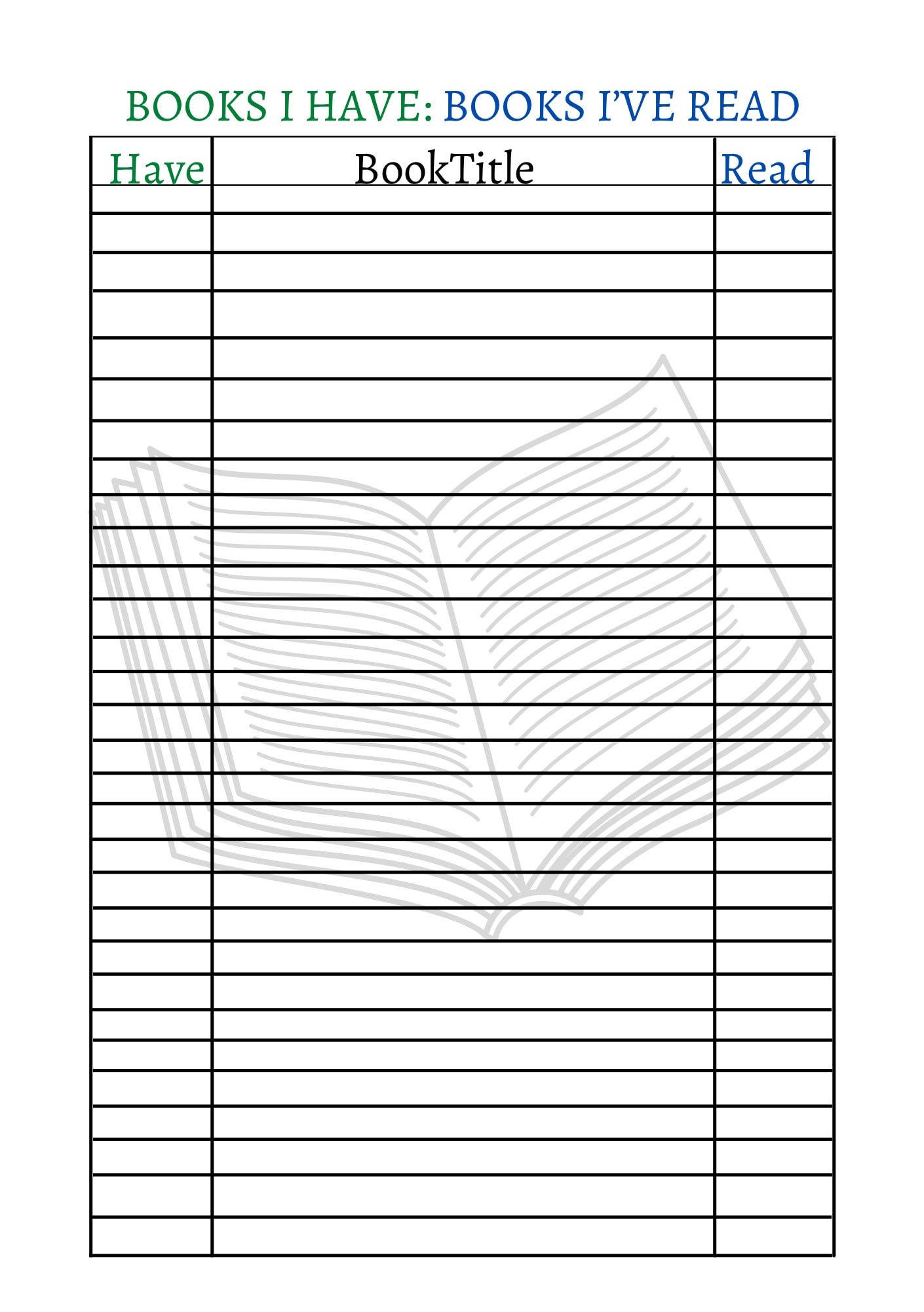 Printable Book List Template