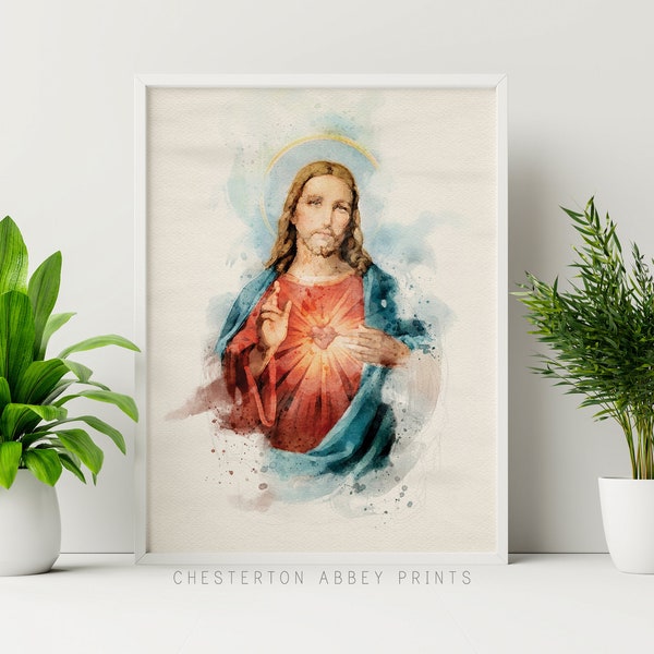 Sacred Heart of Jesus || Watercolour Print