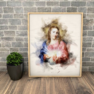 Batoni's heilig hart van Jezus || Aquarel afdrukken
