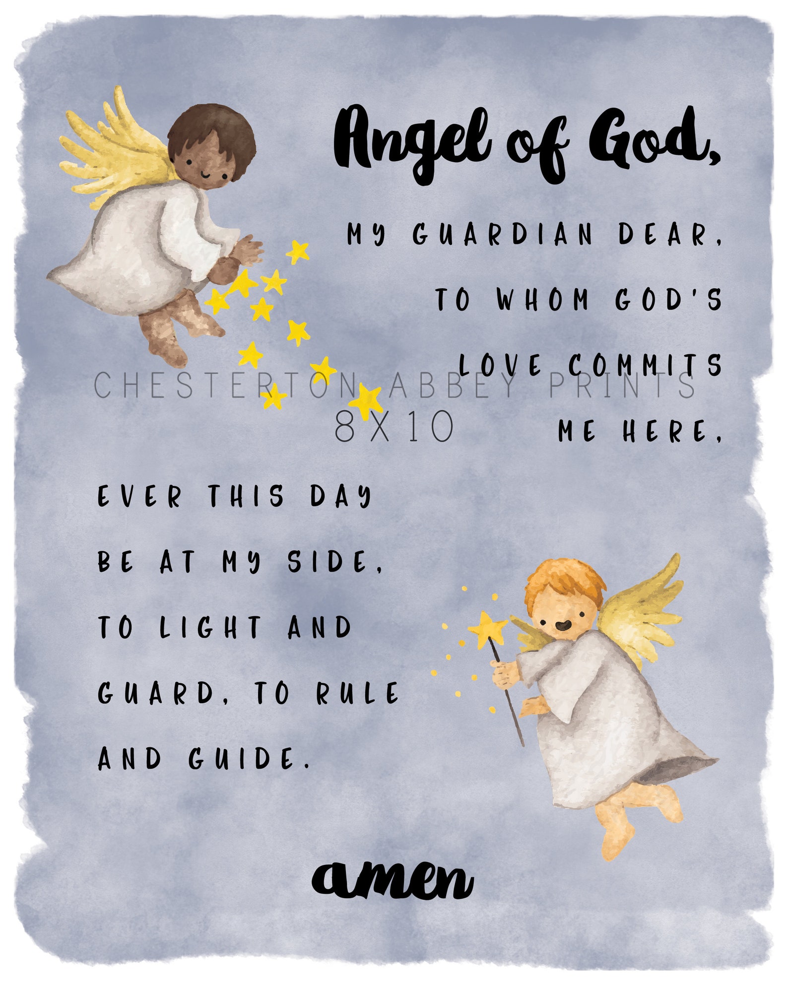 Children's Guardian Angel Prayer Print Etsy