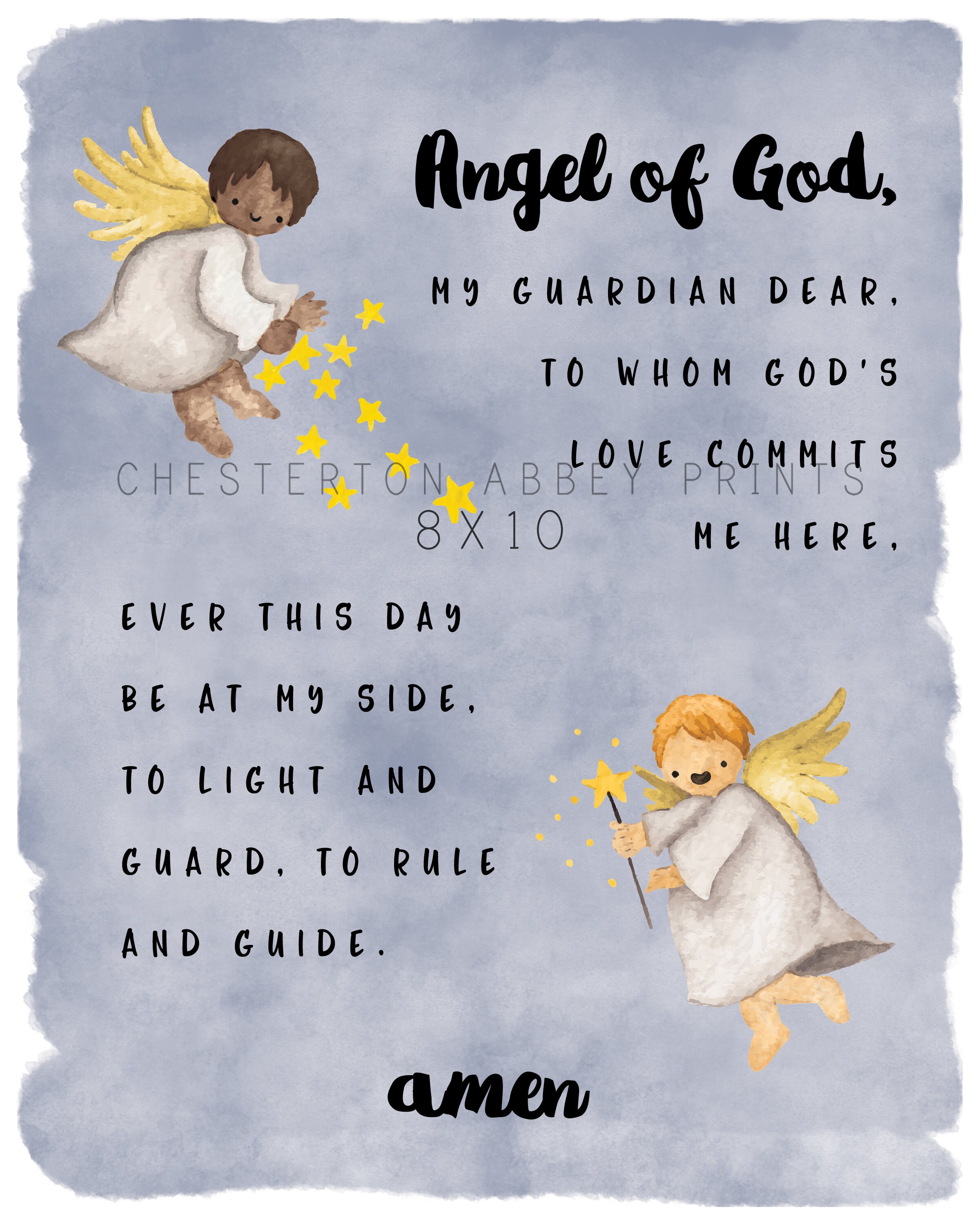 Children's Guardian Angel Prayer Print  Etsy