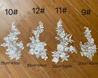 Sequins lace appliques for bridal veils and cloth accessories in ivory color