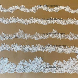 Passamanerie in pizzo con perline e paillettes per veli da sposa e accessori in tessuto color avorio, 5 iarde/confezione