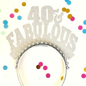 Adult birthday headband/ glitter crown/ party 40 headband