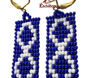 Earrings Métis Blue Beaded Boucles D’oreilles Bleues Perlées
