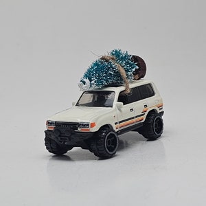 Toyota Land Cruiser 80 carrying Christmas tree car ornament birthday gift stocking stuffer men boys | Gift for him
