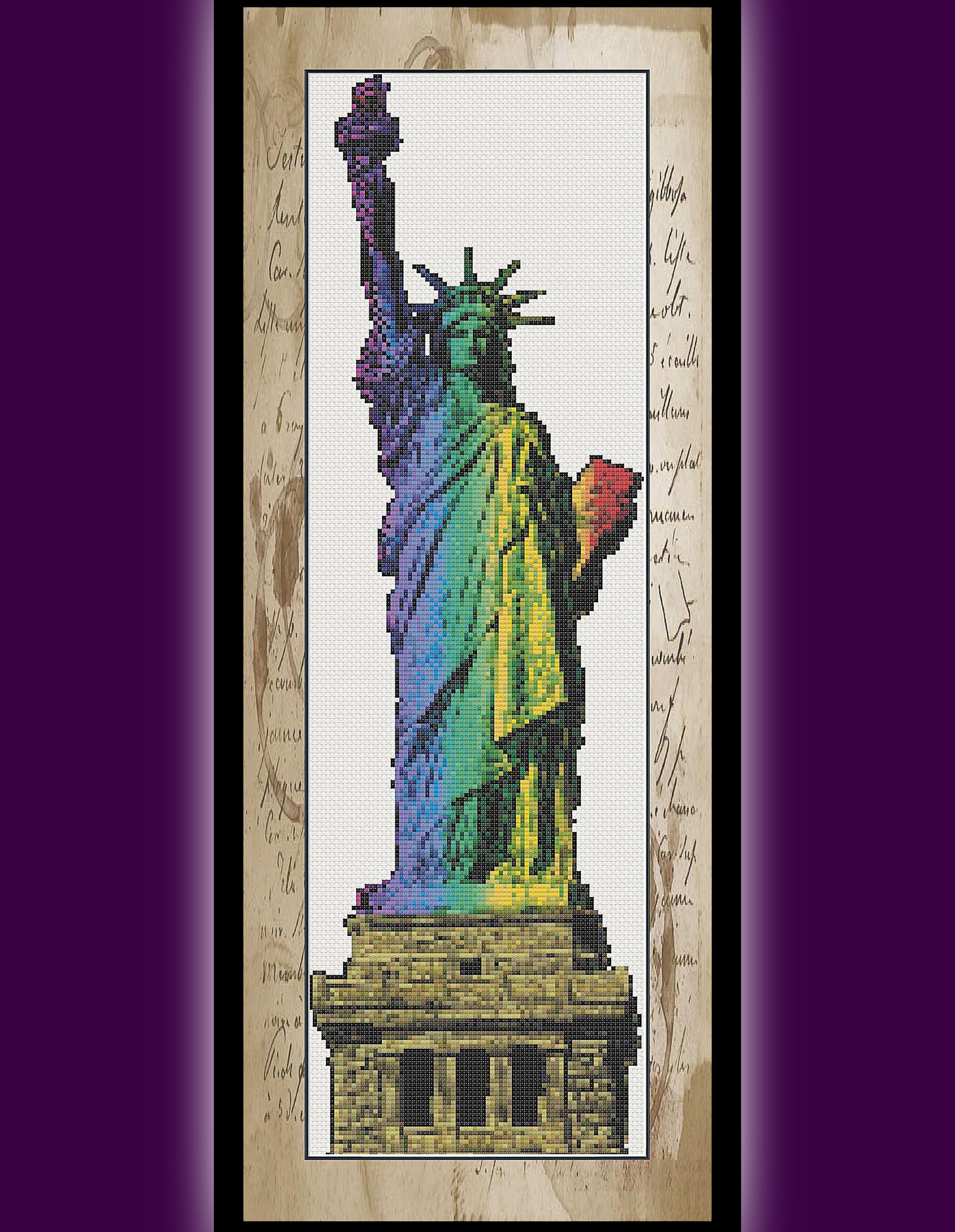 -- Statue Of Liberty Patriotic Gay Lesbian Trans Pride Rainbow American Cross Stitch Pattern Instant Download pdf USES 70 COLORS LGBTQ -