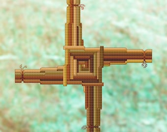 Saint Brigid's Cross Instant PDF Download Cross Stitch Pattern, 84x84 Stitches, Imbolc + Brigit's Feast day, 25 Colors, Detailed Backstitch