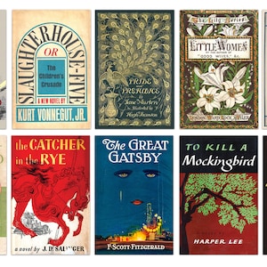 10 impresiones digitales de portadas de libros, pósteres literarios, regalos literarios, arte literario, impresiones de literatura clásica (10 unidades)
