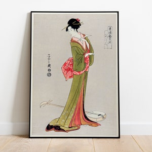 Japanese Antique Art Print  — Itsutomi by Eishi Hosoda  — Japanese Art Print — Japanese Women Kimono — Asian Wall Art — Home Decor