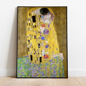 The Kiss Poster by Gustav Klimt Print, Gustav Klimt Painting, Fine Art, Klimt Art, Klimt The Kiss, Famous Painting, Fine Art, Art Nouveau