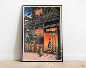 Japanese Antique Print  — Araki Street in Yotsya (1935) by Tsuchiya Koitsu  — Japanese Art Poster — Japanese Prints Antique