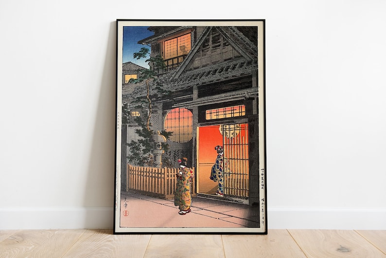 by Tsuchiya Koitsu \u2014 Japanese Art Poster \u2014 Japanese Prints Antique\u201412x18 Inches 1935 Japanese Antique Print \u2014 Araki Street in Yotsya