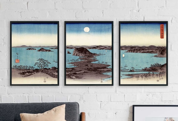 Japan Woodblock Print, Japanese Triptych Woodblock, Japan