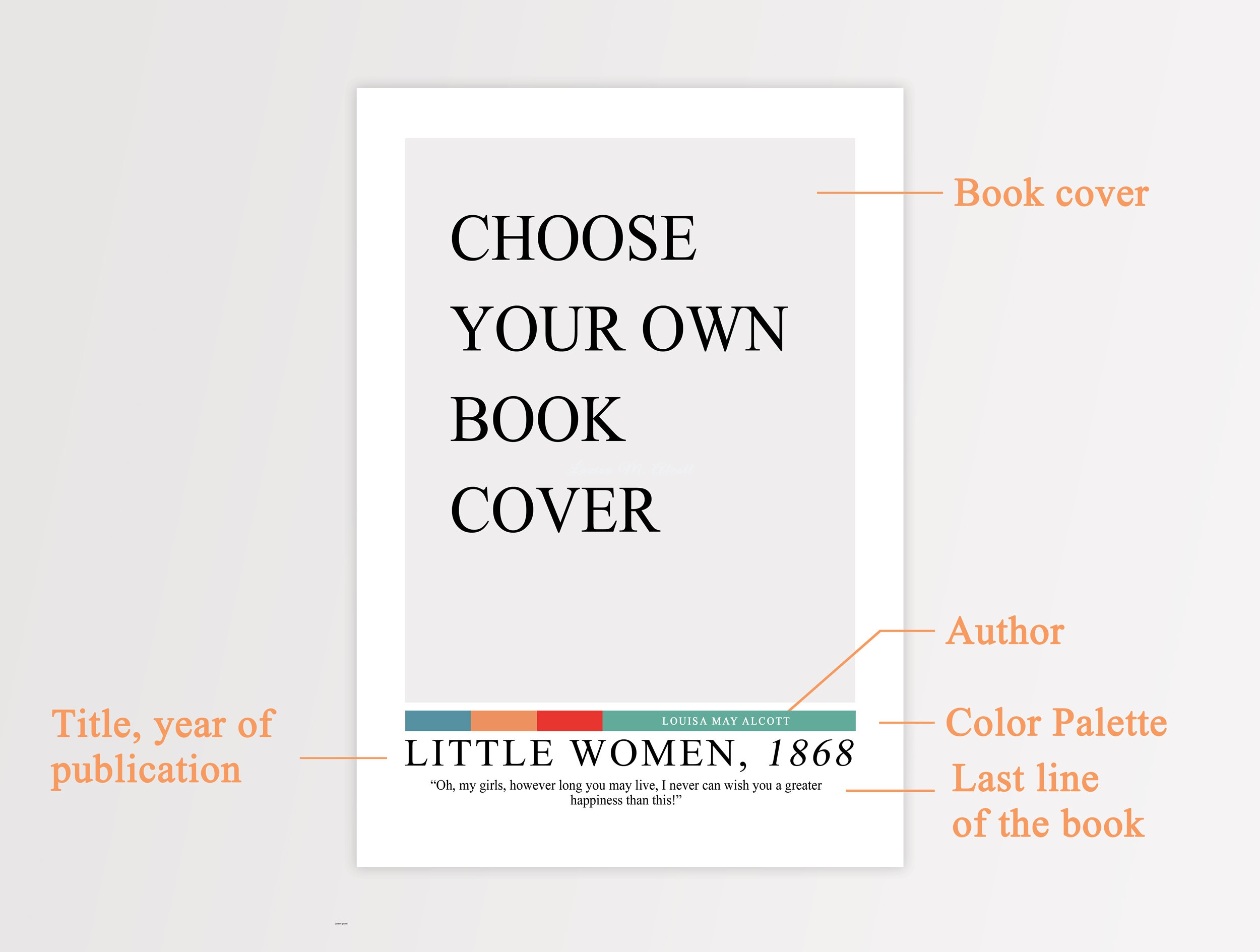 DIGITAL Custom Book Cover Poster, Book Prints, Book Art, Book