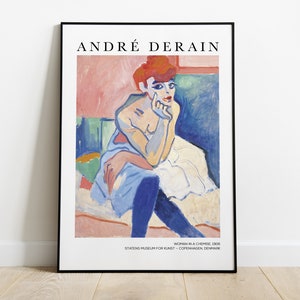 Andre Derain Print—Andre Derain Exhibition Poster—Woman in a Chemise—Fauvism Print—Home Decor—Fauvism Poster—Museum Print—French Painting