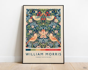 Impresión de William Morris "El ladrón de fresas", póster de exposición, Art Nouveau, estampado floral vintage, estilo victoriano, arte mural con estampados florales