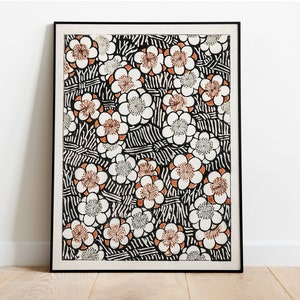Japanese Floral Art Poster — Floral Pattern by Watanabe Seitei — Japanese Antique Art Poster — Asian Fine Art